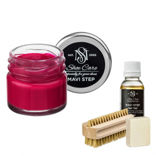 Набор для ухода за обувью из замши и нубука  малиновый  MAVI STEP Aurora Kit фото 55420