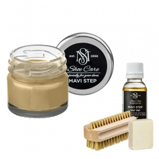 Набор для ухода за обувью из замши и нубука серо-бежевый MAVI STEP Aurora Kit фото 55316